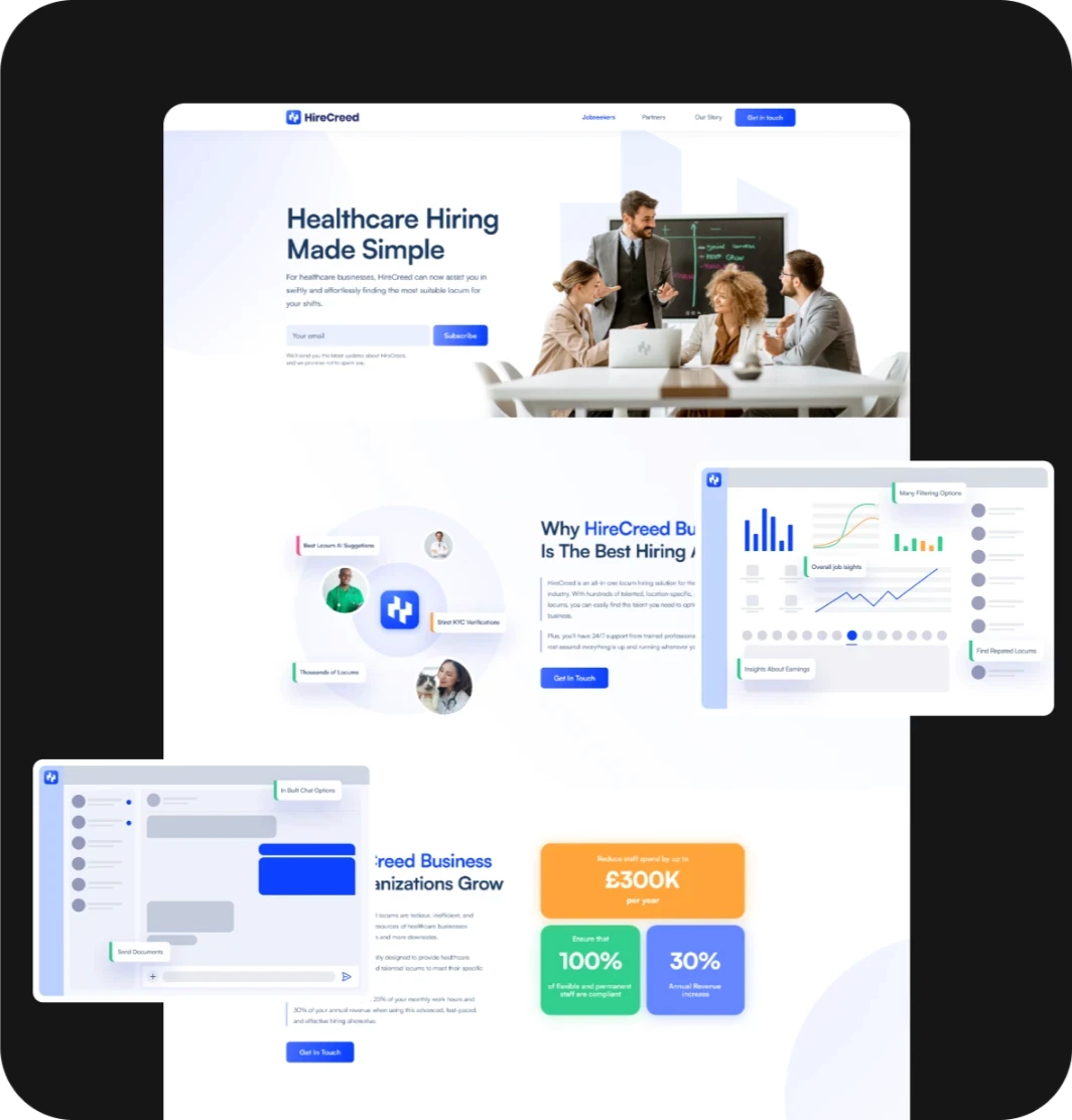 HireCreed landing page detail