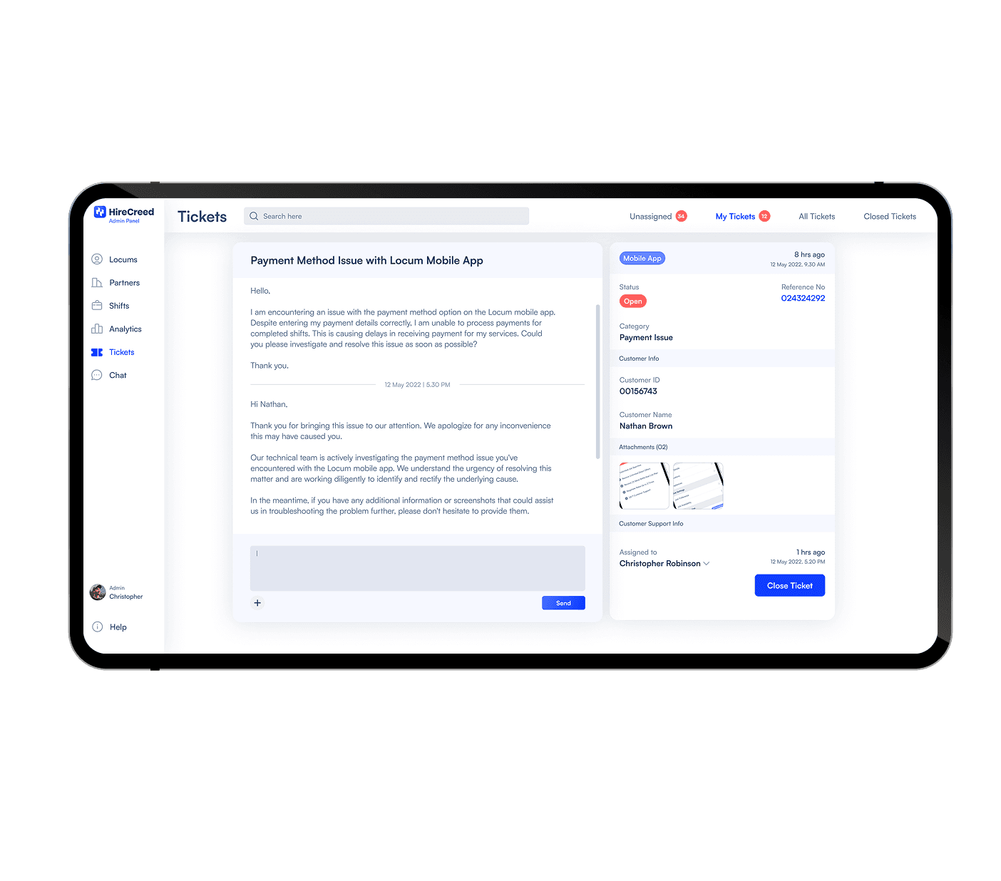 HireCreed admin panel